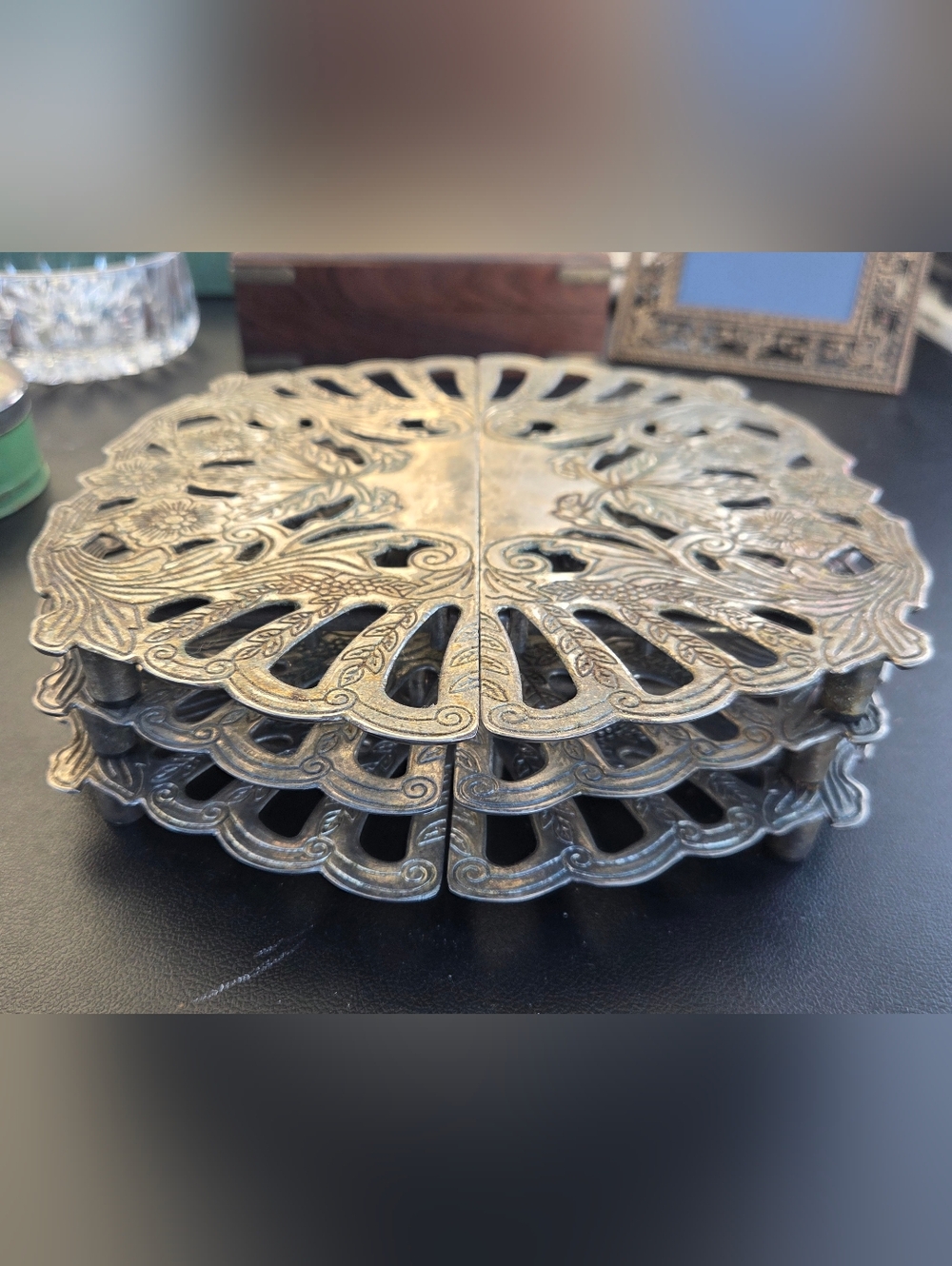 Vintage Expandable Silver Plate Set Of 3